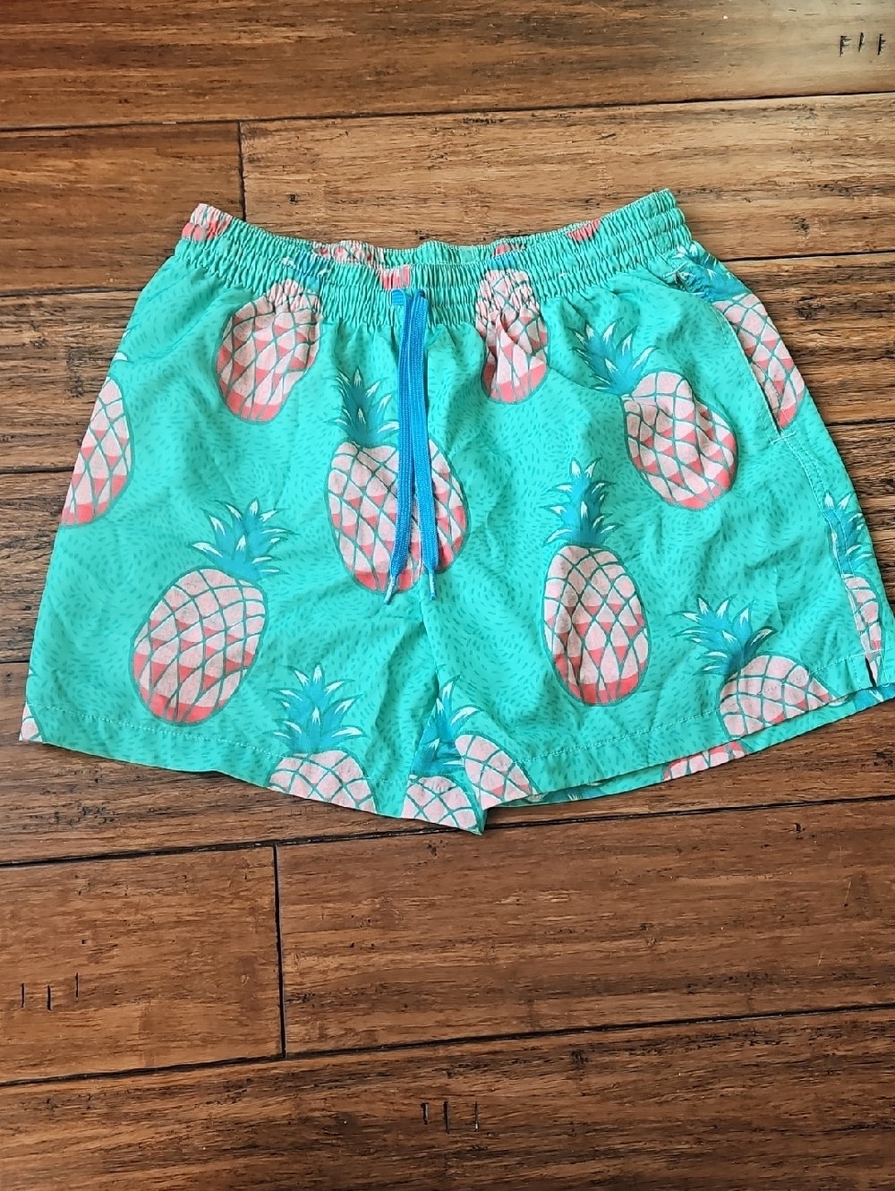 chubbies Turquoise Swim Shorts with‎ Coral Pineapples Medium